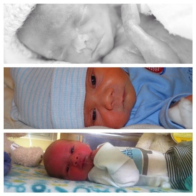 Photographs of Aidan as a newborn