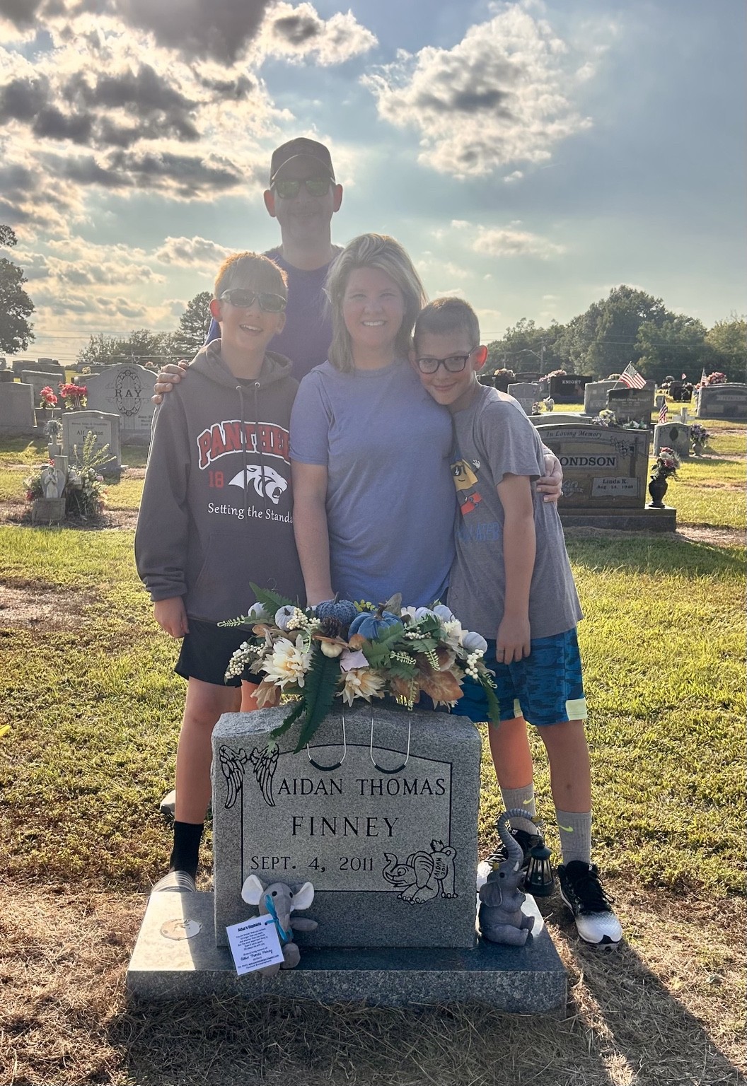 Aidan's family at his memorial